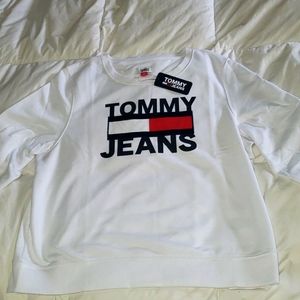 Tommy Hilfiger White Crew Neck Sweatshirt  Womens Large